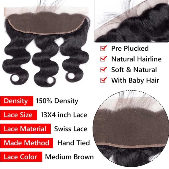 13X4 Body Wave Lace Closure - Picture 3 of 3